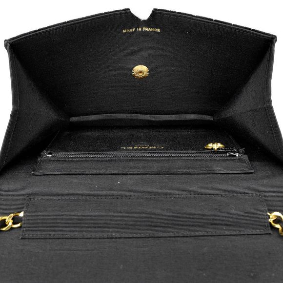 Chanel Chain Shoulder Push Lock Fabric Black CC Shoulder Bag - Picture 5 of 7